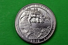 2018- P  BU  Mint State ( Apostle Island )US National Park Quarter