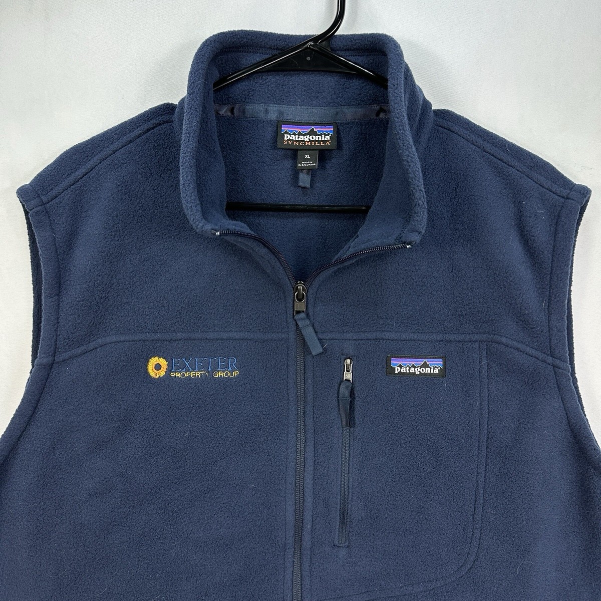 Patagonia Synchilla Fleece Vest Mens XL Navy Full Zip Embroidered