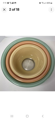 Vintage MCM Pyrex Pastel Mixing Bowl Set 3-Piece Nesting - Great Condition