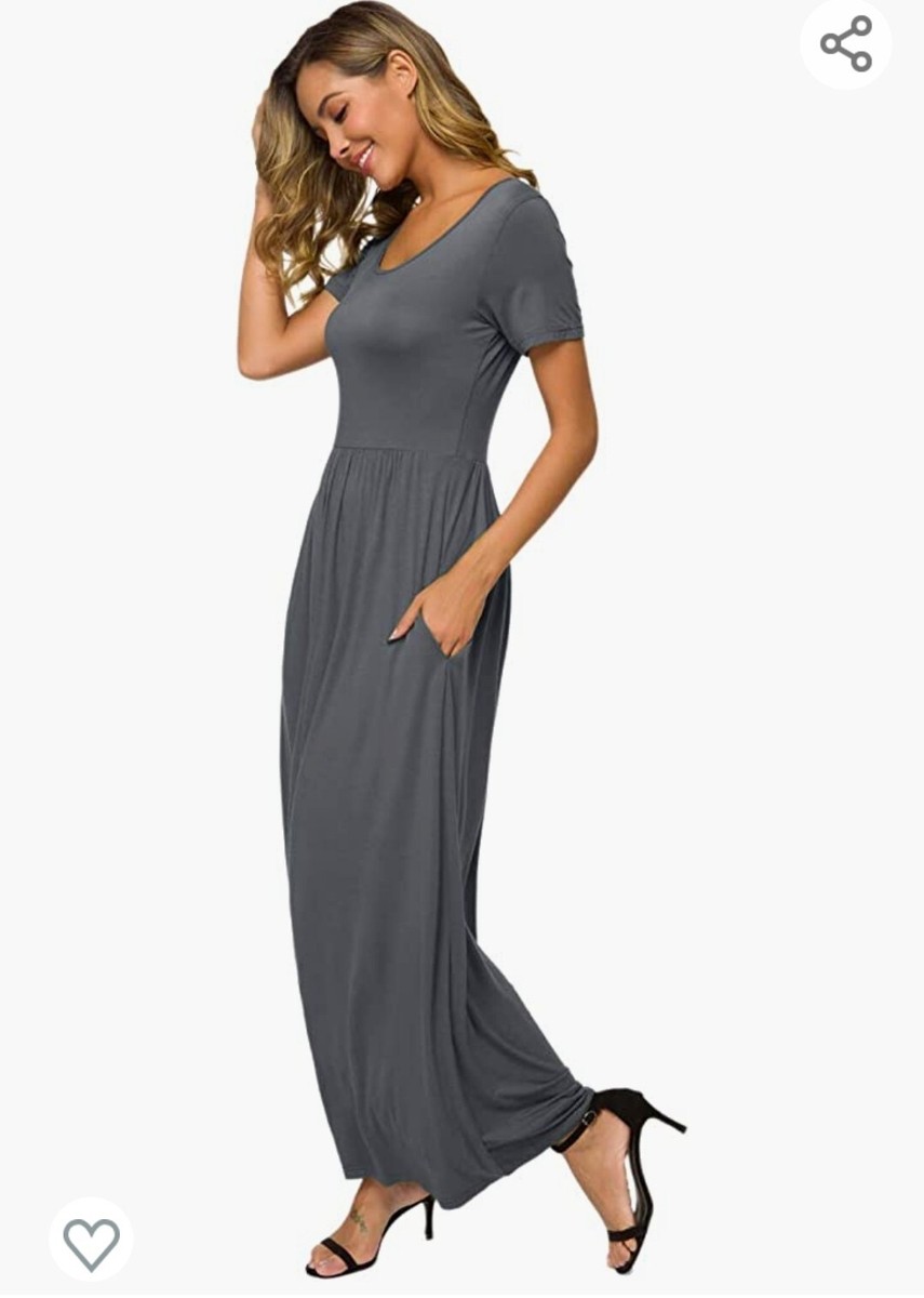 casual dress for home women Timegard House Dresses for Women with Pockets Cap Sleeve Crewneck Casual Solid Color Dresses Summer