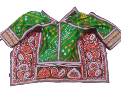 Antique Indian Banjara Tribal Kuchi Hand span Embroidery back Less Choli Blouse 