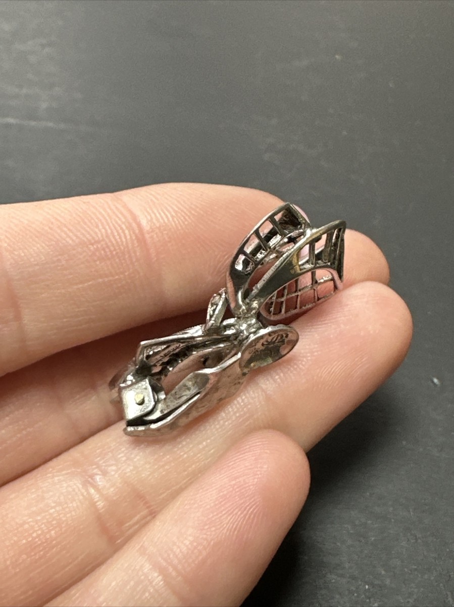 Ancienne Broche Clips En Argent Massif Art Déco Nouveau