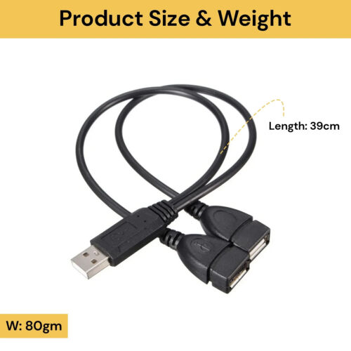 Double USB Extension 1Male To 2-Female Y Cable Cord Dual Adapter Splitter Type A - Picture 11 of 11