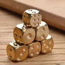 Solid Brass Dice Toy 13mm Six Sided Square Metal Dice Board Game 6 PCS