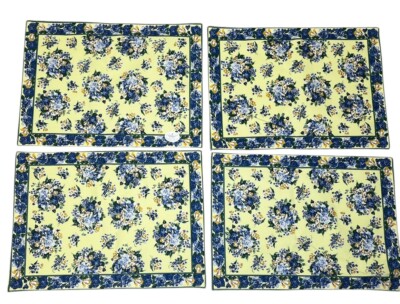 April Cornell Floral Canvas Cotton Placemats X 4 Purple Yellow Blue Cottagecore