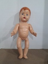 Vintage Celluloid Strung Jointed Doll 14" Painted Hair Face