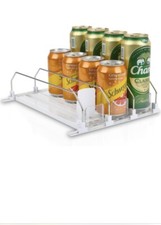 3 Rows Drink Organizer for Fridge-White Automatic Pusher Glide,12oz 16oz 20oz