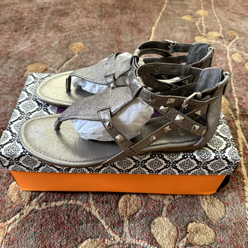 ISOLA Matla Anthracite Leather Wedges Heeled Gladiator Zip Sandals Womens Size 9 - Picture 3 of 8