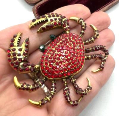Atemberaubende Vintage-Brosche rot Diamanten creme KRABBE Goldstein - von Heidi Daus