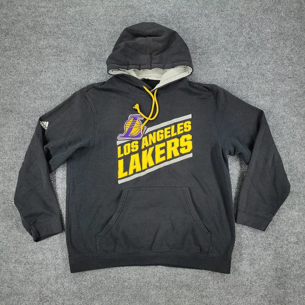 Los Angeles Lakers Sweatshirt Men Large Black Adidas Pullover Hoodie Stitch  Logo | eBay