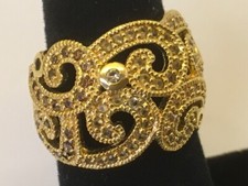 Designer 925 Vermeil Cz Swirl Ring Sz 5
