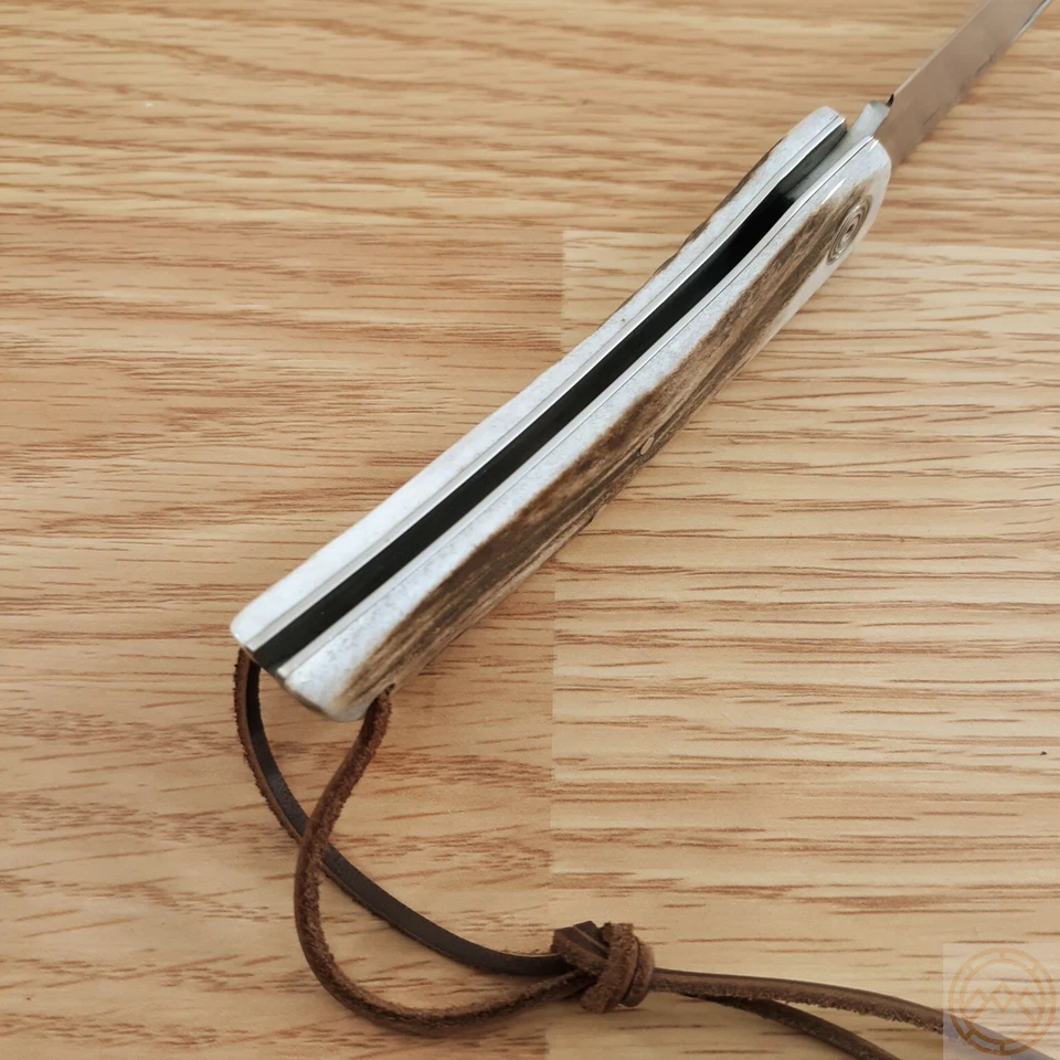 Cuchillo Plegable Nieto Campana 3.25" Satinado 14C28N Sandvik Hoja de Acero Ciervo Mango Foto 3 de 4