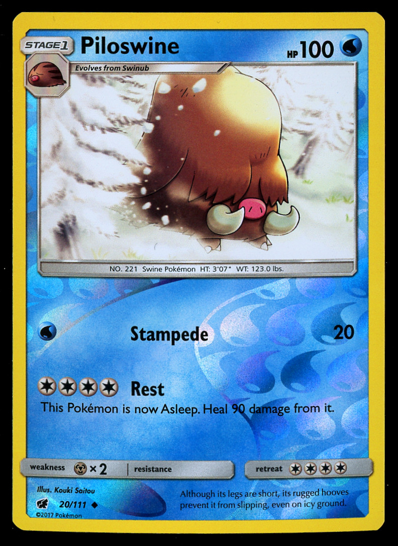 Pokemon Card Crimson Invasion Piloswine 20/111 Reverse Holo Uncommon - NM