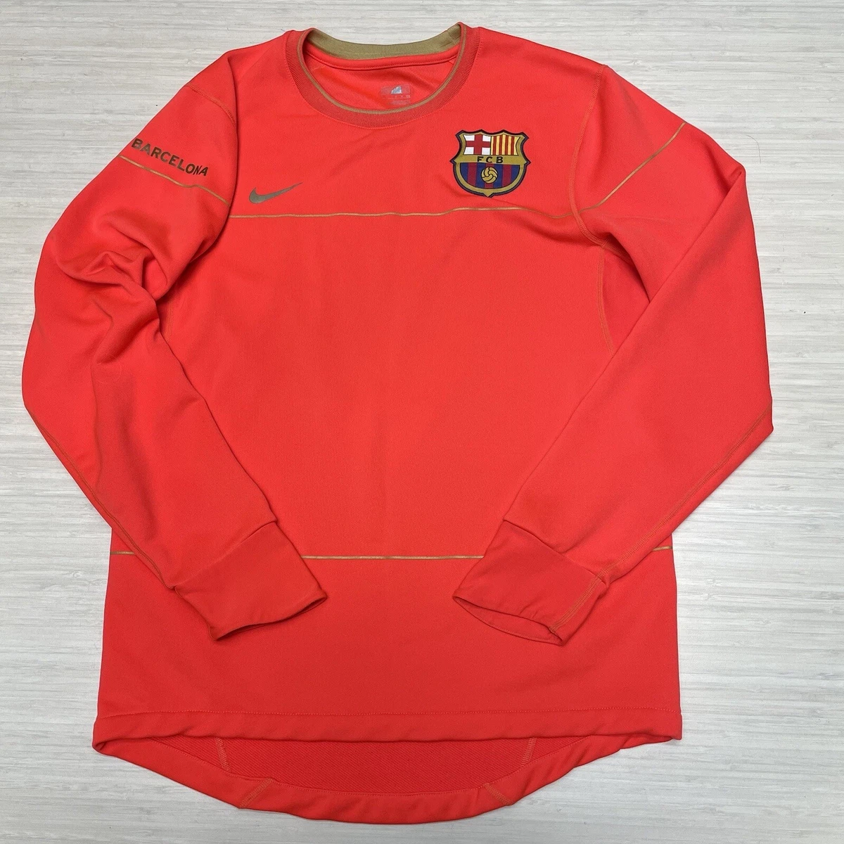 NIKE FC BARCELONA 2008 09 TRAINING PULLOVER SWEATER ORANGE SIZE SMALL LIGHT