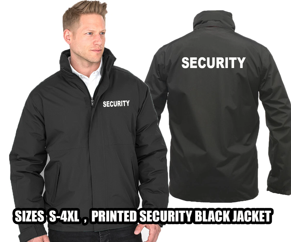 SECURITY Jacket Black WorkWear Doorman Bodyguard Bouncer Guard sia S-4XL