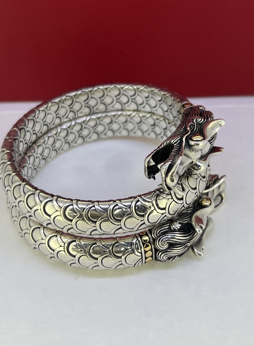 Estate John Hardy Sterling Silver & 18k Gold Double Naga Dragon