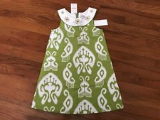 Gymboree Girls Batik Summer Green Woven Print Gem Dress Size 6 New