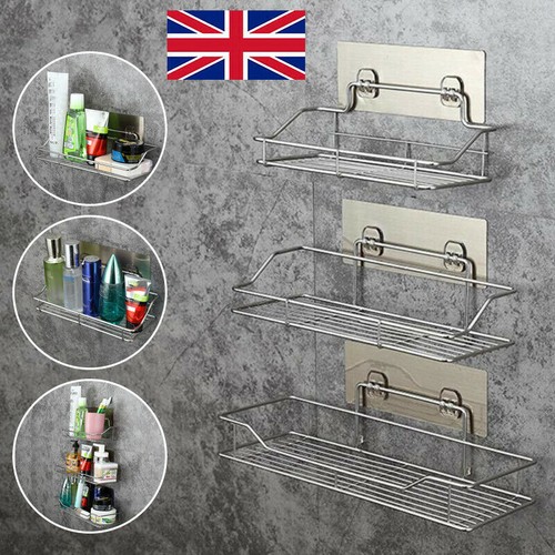 Stainless Steel Non Rust Bathroom Shower Storage Shelf Rack Basket Tidy