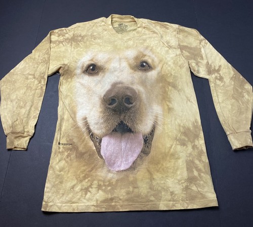 Yellow Lab Portrait Dog T Shirt Medium L/S The Mountain Labrador Retriever Z8 - Picture 2 of 7