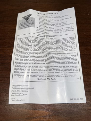 Radio Shack Golf Scope 5x20mm 63-980 in Box with Flag Distance in Scope Read Des - Picture 9 of 14