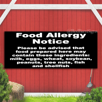 Food Allergy Notice indoor outdoor banner sign