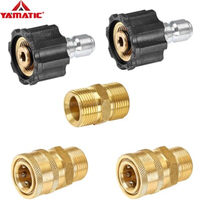 YAMATIC Pressure Washer Quick Couplers M22-14mm to 3/8'' Connectors 5000 psi