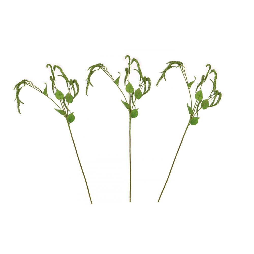 Pack of 3 Artificial Catkin and Leaf Sprays 69cm/27 Inch Green
