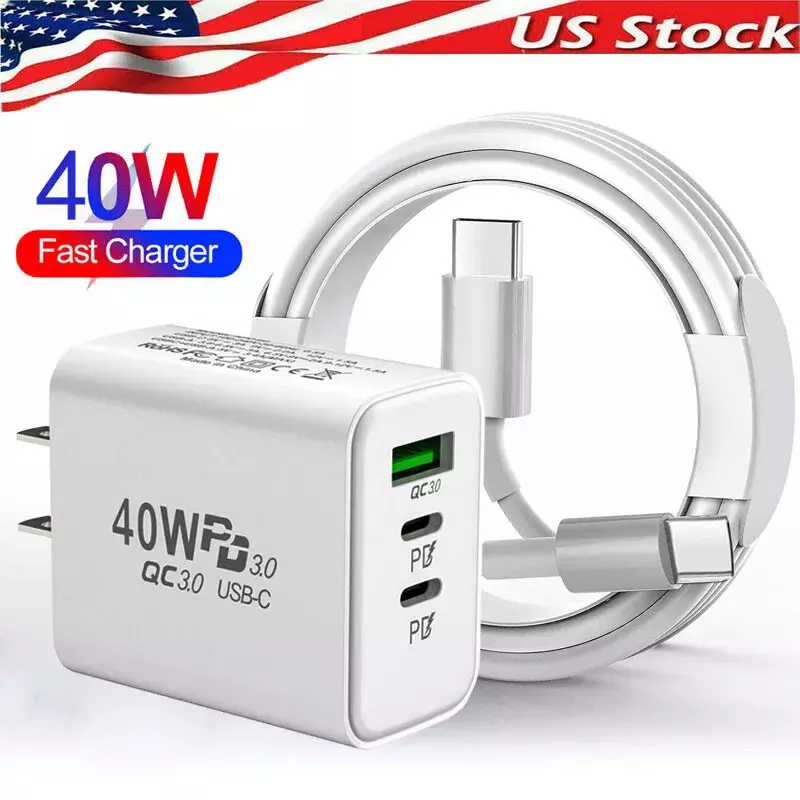 For iPhone 14 13 12 11 40W Fast Charger Block USB Type C Wall Power Adapter Lot