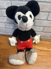 Vintage 1940s-50s Disney Mickey Mouse Stuffed Plush 19" Tall