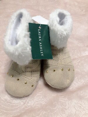 Laura Ashley Baby Girl Boots Size(9-12 Months) Gold White