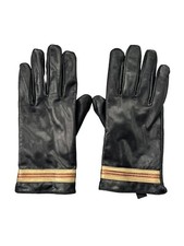 Vintage Women's Black Leather Gloves 8.5/9 Gold Bronze Accents