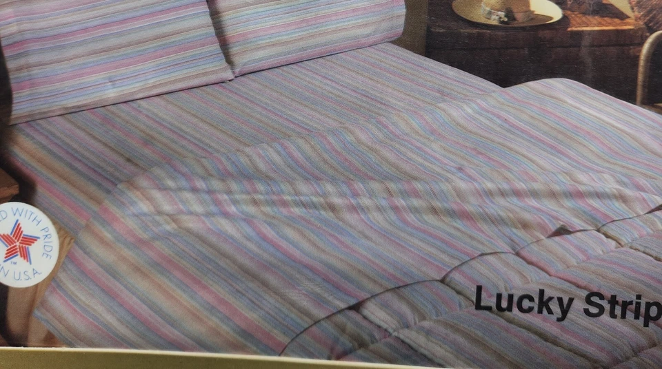 NUEVO Juego de 3 hojas gemelas Thomaston Lucky Stripe vintage selladas. USA Foto 2 de 4