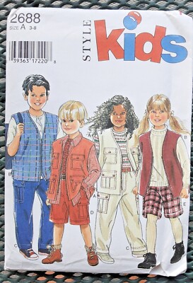 Vintage Style Kids Pattern 2688 Vest Pants Shorts Sewing Craft Project UNCUT H