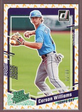 2023 Donruss Baseball Rated Prospect On Fire #65 Carson Williams (TB)/75
