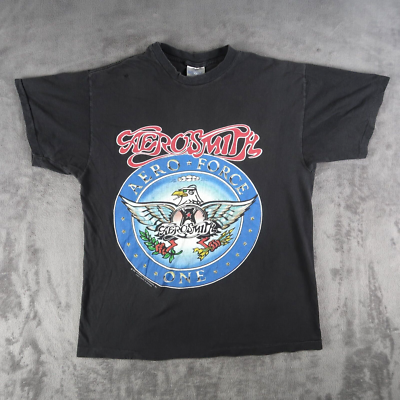 Vintage 80s 90s AEROSMITH Rock Aero Force One Concert Pump Tour T