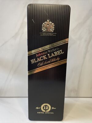 Johnnie Walker BLACK Label EMPTY Collectors Scotch Whiskey Bar Tin