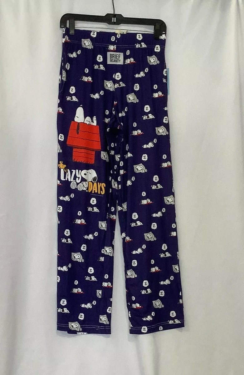Brief Insanity Womens Anime Lazy Days Peanuts Purple Lounge Pant Size Small