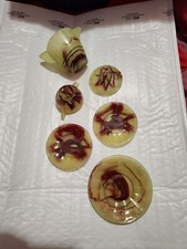 6 Pieces of AKRO AGATE Lemonade  Oxblood Children's Dishes