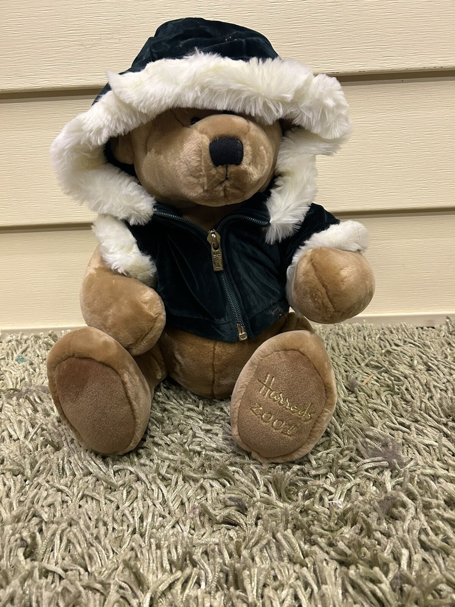 Harrods 2001 Christmas Bear Stuffed Animal Plush Teddy Green Coat