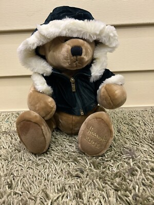 Harrods 2001 Christmas Bear Stuffed Animal Plush Teddy Green Coat