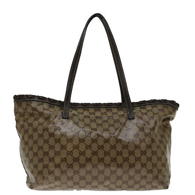 GUCCI GG Crystal Fringe Bamboo Tote Bag Brown 218780 Auth GUCCI GG Crystal Fringe Bamboo Tote Bag Brown 218780 Auth