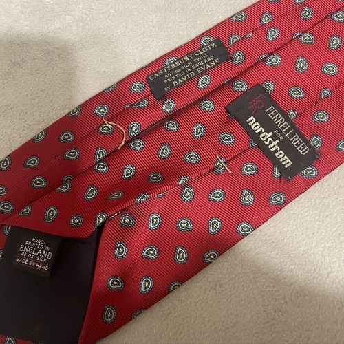 Ferrell Reed Vintage Mens Necktie Red Paisley Silk Nordstrom - 第 3/9 張圖片