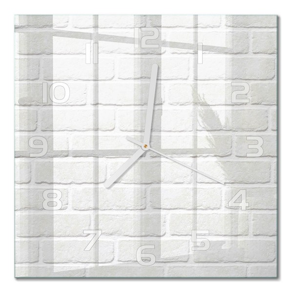Glasuhr Glas-Wanduhr Ohne TickgeräUsche Backsteinwand WeißE Zeiger 30X30 Cm-image