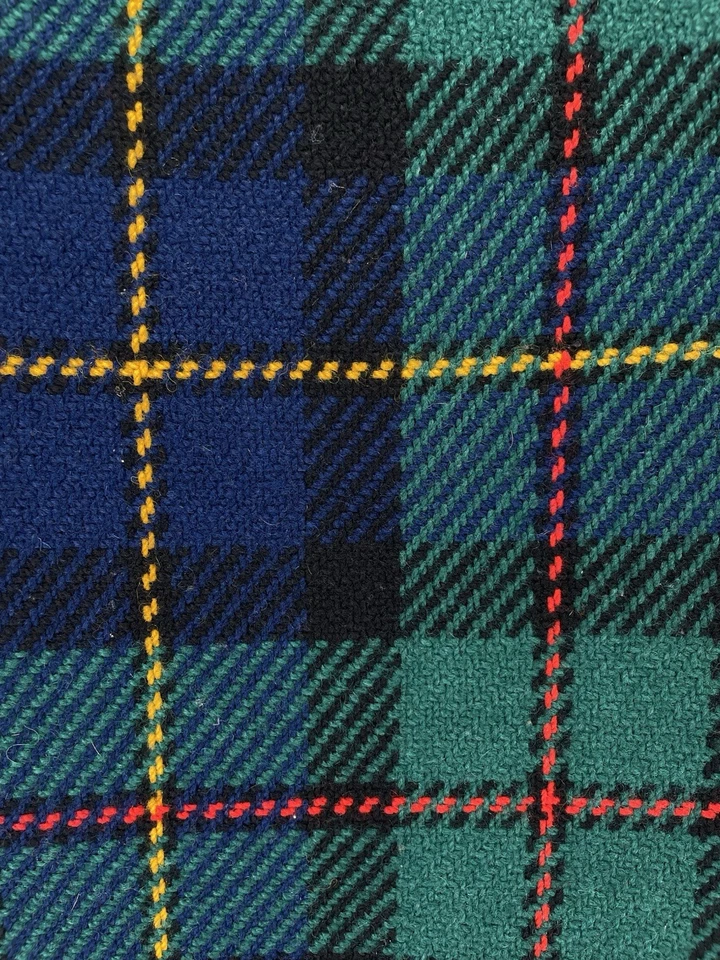 Vintage PENDLETON Wool Throw Blanket Black Watch Plaid Fringe Woven 66 x 58 - Image 4 of 4