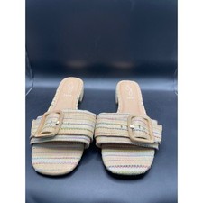 Joie Womens Multi Color Striped Woven Buckle Slide Sandals LowHeel Shoes size 10