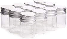 12 Pcs Empty Clear Glass Bottles with Screw Aluminum Cap Mini Container Jars