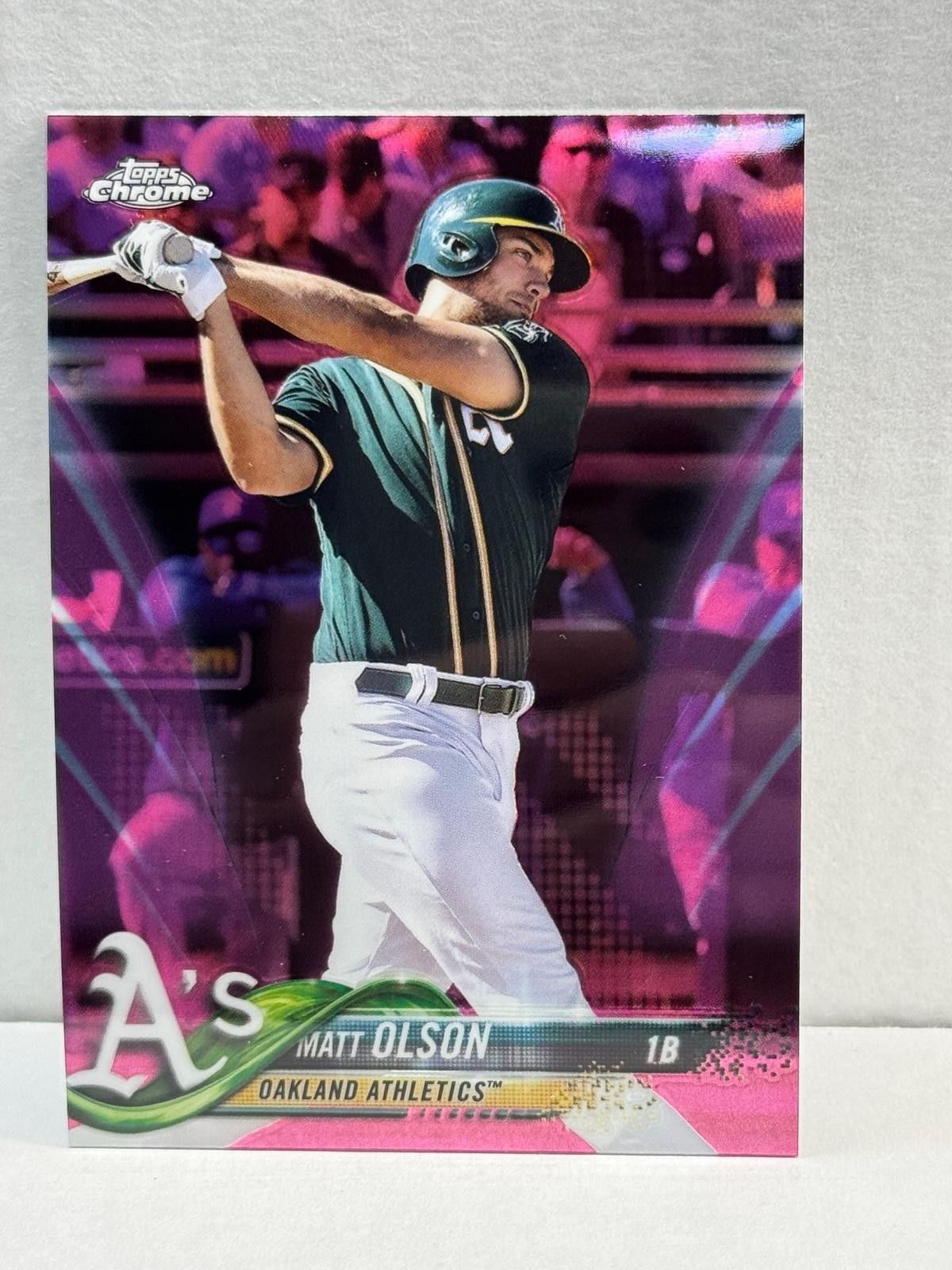2018 Topps Chrome Pink Refractor #64 Matt Olson Oakland Athletics