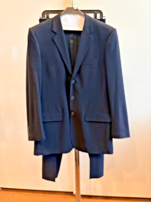 #ad HELMUT LANG VTG 90#x27;s Men#x27;s Black 2PC Suit Wool Blend SIZE 48 US 36 Made In Italy $465.50