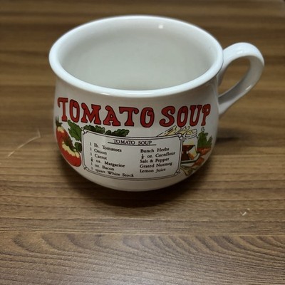 Vintage Tomatensuppe Rezept Becher Keramik Suppentasse unbenutzt gelagert Sammlerstück