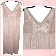 VTG Nightgown Pink Semi Sheer Mesh Lace 60s 70s Balletcore Dolly Coquette Glam